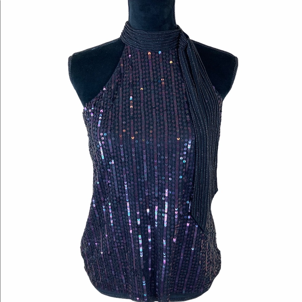 .Parker NWT Hand made  Black Beaded Top